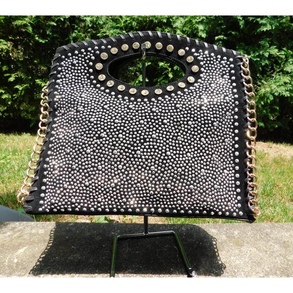 Black Chain Bling Crystal Bag New with Tag - Picture 3 of 7